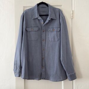 Faherty High Standard Canvas CPO Over Shirt in Petrol Blue Size XXL